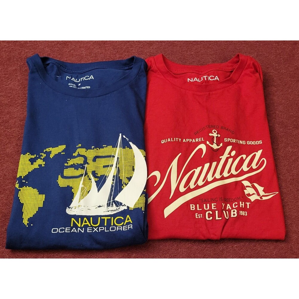 Lot Of 2 Men's Size Medium Nautica T-Shirts Cotton Blend